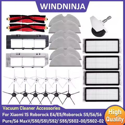 For Roborock S5 S50 S51 S52 S55 S6 S6 Pure S6 MaxV Vacuum Cleaner Accessories HEPA Filter Main Brush