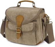 Rhinos Blog Camera Bag Shoulder Bag Retro Khaki Canvas Anti-Theft Crossbody Bag for Panasonic Lumix 