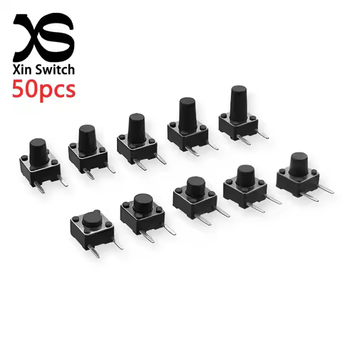 50PCS 6x6(Side 2-Pin )Tact Switch 6*6*4.3/4.5/5/5.3/5.5/6/7/8/9/10mm DC12V/50mA Horizontal Type Copp