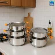 5pcs Royal Kadai Stainless Steel Induction Cookware Set Cooking Kadai Set