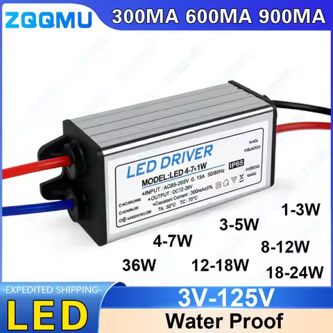 LED Terminal Head Driver Waterproof Power Supply Model 3W 8W 12W 24W 25W 36W Isolated Flicker-Free I