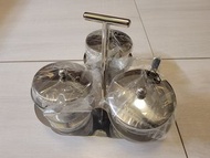 3PCS Spice Set Glass Storage Jars Spice Containers Set with Stainless Steel Lids and Spoons for Suga