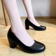 ZAZA 35-46 Plus Size Office Shoes for Women Pump Shoes Black Shoes for Women Soft Korea Style High H
