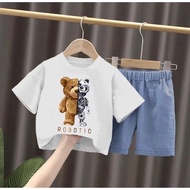 Children's levis Shorts T-Shirt Suit Robotic motif 1-5 Years