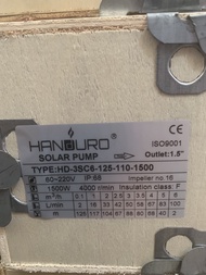 HANDURO : ปั๊มซัมเมอร์สโซล่าเซลล์ สำหรับลงบ่อบาดาล 2ถึง6นิ้ว DC 300W 600W 750W 1100W 1500W ราคาโรงงา