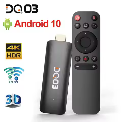 DQ03 Mini TV Stick Android 10 Quad Core ARM Cortex A53 2GB 16GB Support 4K H.265 2.4G&5.8G Wifi Stre