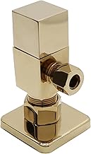 Westbrass D105QS-01 Square Handle 1/4-Turn Angle Stop 1/2" Copper x 3/8" Compression, Polished Brass