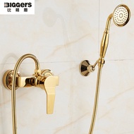 Biggers gold color bathroom shower faucet set with shower head shower hose