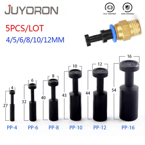 5PCS Push Fit Connector Pneumatic Blanking Pipe 4mm 6mm 8mm 10mm 12mm Plug Air Hose Tube Pipe Fit Co