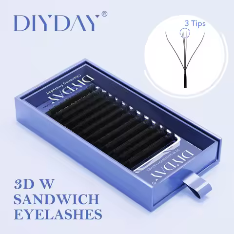 DIYDAY New 3D W Shape Eyelash Extensios Three-core Shape Faux Eyelashes Premade Volume Fans W Style 