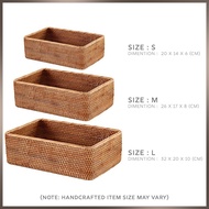 Hand-Woven Rattan Basket/Rattan Storage/Rattan Tray/Wicker Basket/Handmade Rattan Multipurpose Stora