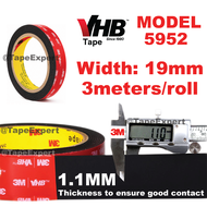 [TapeExpert] 3M 5952 VHB Double Sided Tape Heavy Duty Strong Black Tape Vehicle Waterproof Car Use