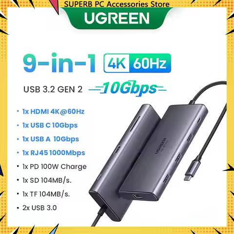 UGREEN USB C HUB 4K60Hz HDMI Adapter USB C to USB3.0 PD100W SD&TF Type C 3.1 Splitter Docking Statio