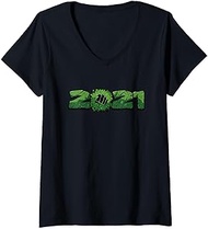 Womens Marvel Hulk 2021 Happy New Year V-Neck T-Shirt
