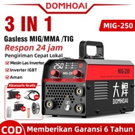 Domhoai 3in1 Mesin Las Mig-250 Inverter Digital las listrik portable mesin las mig tanpa gas las las