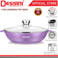 DESSINI ITALY GLSP-28 Granite Die Cast Aluminium Non Stick Casserole Pot Bowl Deep Fry Pan Cookware 
