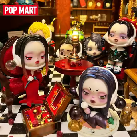 Genuine POPMART SKULLPANDA Addams Family Series Blind Box Gothic Dark Aesthetic Quirky Vintage Gothi