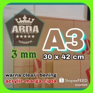 Acrylic 3mm clear A3 acrylic sheet marga cipta