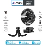 Amgras Stroller Baby Portable Mini Fan Rechargeable 9 Leds/Ultra Quiet/Flexible Tripod/55 Hours (600