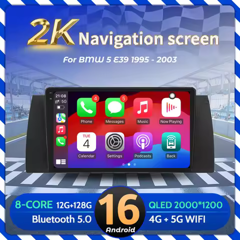 9 inch Car Radio Android 16 For BMW 5 E39 1995-2003 Multimedia BT Carplay Navigation Head Unit 2K QL