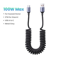 UGREEN 6A 100W USB USB ประเภทสายเคเบิ้ล Type C สำหรับ Huawei Xiaomi 100W/66W สาย USB แบบสปริงดึงที่ช