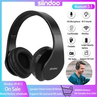 Siindoo JH-812 Black Bluetooth Headphone Foldable Stereo Music Earphones FM and Support SD Card with Mic for Mobile Samsung PC