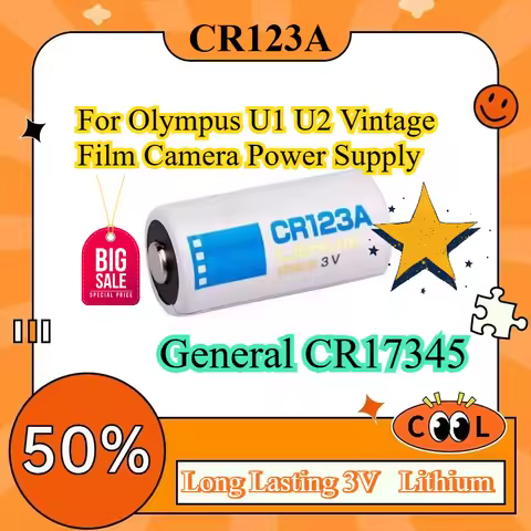 Long Lasting 3V CR123A Lithium Cell Battery Compatible With Olympus U1 U2 Vintage Film Camera Power 