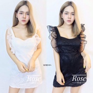 TwinsShopVip TW10787 Short Lace Dress With Ruffled Shoulders