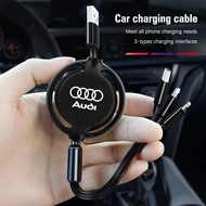 Car 3 In 1 Retractable Micro Data Wire USB Type C 100w Fast Charging for Audi A4 S4 RS4 B9 A6 C8 FY 
