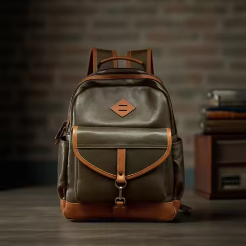 Retro handmade patina top layer cowhide leather backpack for men; genuine leather backpack for casua