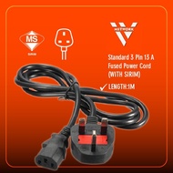 IV Network 🔥READY STOCK🔥Standard 3 Pin 13A Fused Power Cord ( With Sirim ) Wire Cable Power Supply C