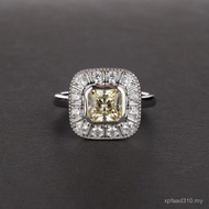 Diamond Ring Lunglong Simulation 1 Ring * ct High-End Gold 925 Silver Same Style 6 Square Live Ring 