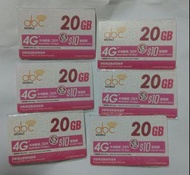 abc mobile 20GB 增值券6張
