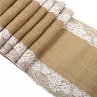 Burlap Lace Hessian Table Runner 30 x 275cm Vintage Event Party Supplies Lace Table Runner for Weddi
