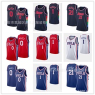 Ready Stock Fast Shipping!!76ers 76ers 1 #Harden 21 #Enbider 1#马克西 Basketball Jersey