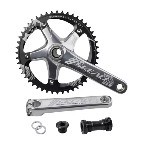 SKEACE Hollow Out Fixed Gear Bike Crankset 48T Integrated Crank 165mm Aluminum Alloy BMX Racing Road