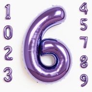 6 Balloon Number 40 Inch for Boy or Girl Big Purple 0-9 Foil Mylar Large 6 Number Balloon Happy 6th 