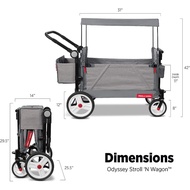 Radio Flyer Odyssey Stroll 'N Wagon, Baby Push Wagon Stroller with Canopy and Bag, Grey Stroller Wagon, Ages 1+ Years