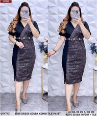 Dress Scuba Combi Tile Payet Import Realpicture
