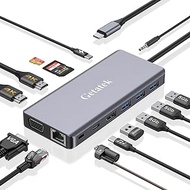 USB C Docking Station, 14 in 1 USB C Dock Triple Display, Laptop Docking Station with Dual HDMI, VGA