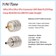 UHF PL259 Male Plug RF Coaxial Crimp Connector Adapter for RG58 RG142 LMR195 LMR200 RG400 Cable