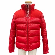 成色極佳 ▼ MONCLER E20914182685 BRUEL Logo 紐扣連帽雙拉鍊羽絨服RED正品 男款