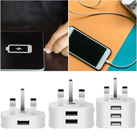 1/2/3 USB Ports USB Power Adapter Universal 3 Pin Portable Charger 5V 3.1A 2A 1A UK Plug Travel Plug