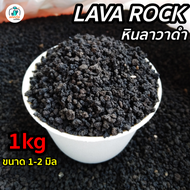 หินภูเขาไฟดำ (หินลาวาดำ Black lava) บรรจุถุง 1 กิโล ขนาด1-2 มิล วัสดุปลูก ผสมดิน โรยหน้ากระถาง แคคตัส (กระบองเพชร) บอนไซ