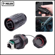 MELEN RJ45 Connector, Dual Head CAT6 Ethernet Socket, Professional IP67 Waterproof Shielded Dust Cap
