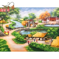 Tranh đính đá Quê hương H15 kích thước 30x40cm đính full tranh tự hoàn thành