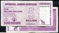 【紙幣】ZIMBABWE(辛巴威50億), P61  5-Billion , 2008 ,品相9新AU #205454 