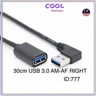 USB 3.0 30cm AM-AF (Right) Cable 0.3 Meter L Shape Right Male Female Extend wire computer Printer Pe