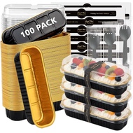 Ruckae 100 Pack Mini Loaf Pan Mini Loaf Baking Pans with Lids and Spoons,Disposable Aluminum Foil Pa