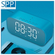 SPP Multi-functional Temperature Mirror Alarm Clock Wireless Bluetooth Speaker BLUE color